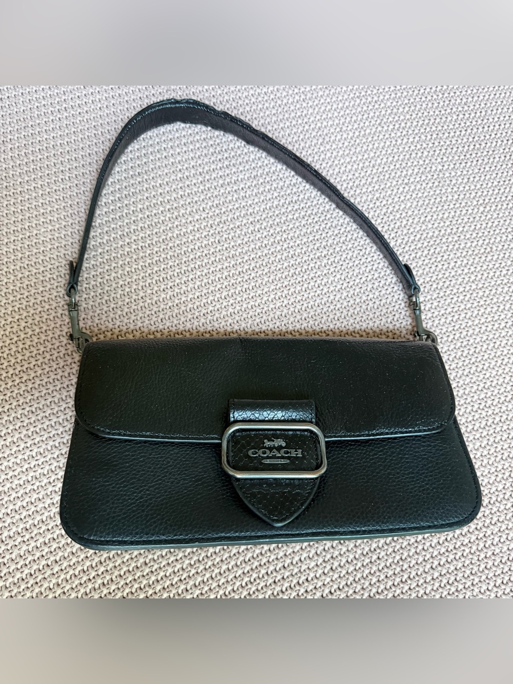 Coach Morgan Black Leather Shoulder Bag - Classic Logo Detail